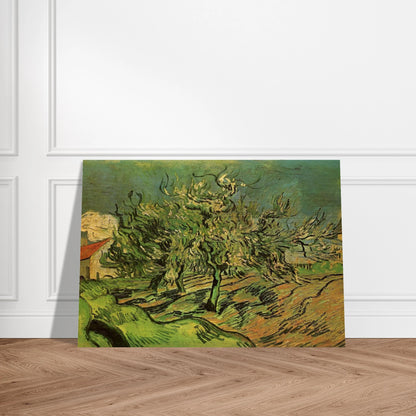 Landscape with Three Trees and a House - Vincent van Gogh Brushed Aluminum Print - 70x100 cm / 28x40 inches | Vincent van Gogh Aluminum Print | Vincent van Gogh Prints