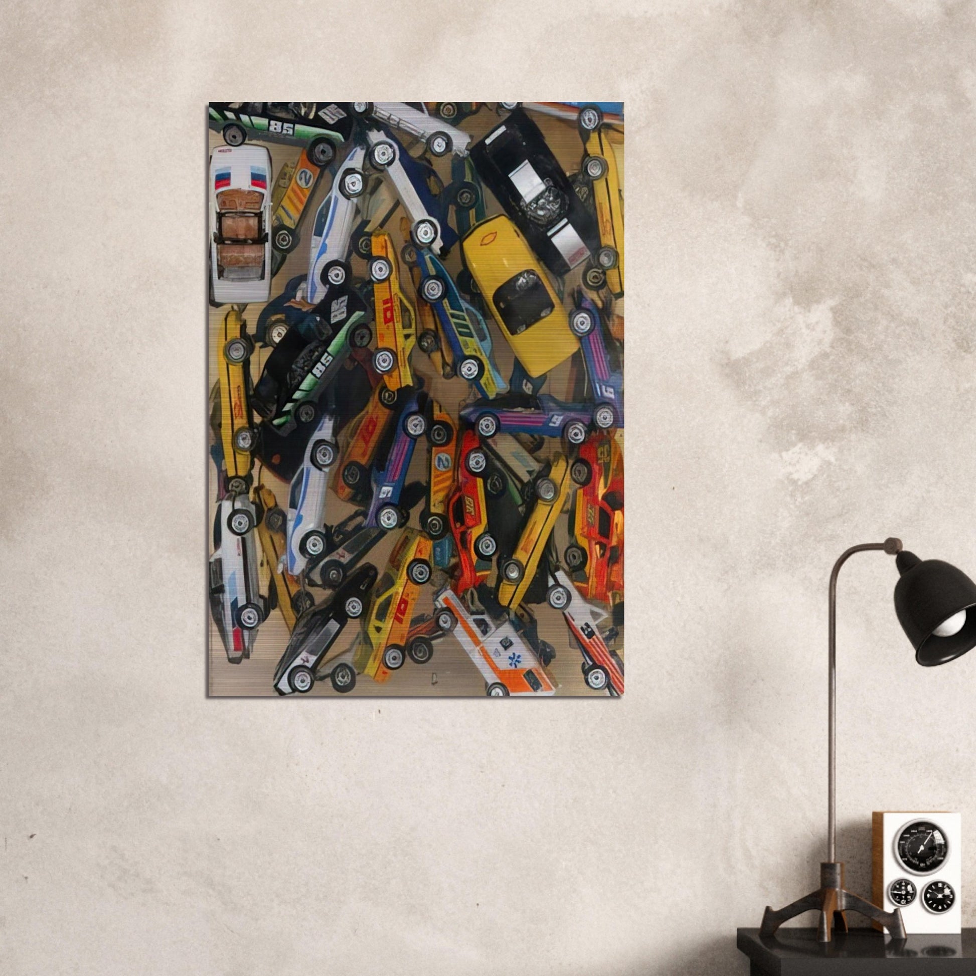 Car Accumulation Matchbox Cars - 1985 - Arman Brushed Aluminum Print - 70x100 cm / 28x40 inches | Arman Aluminum Print | Arman Prints