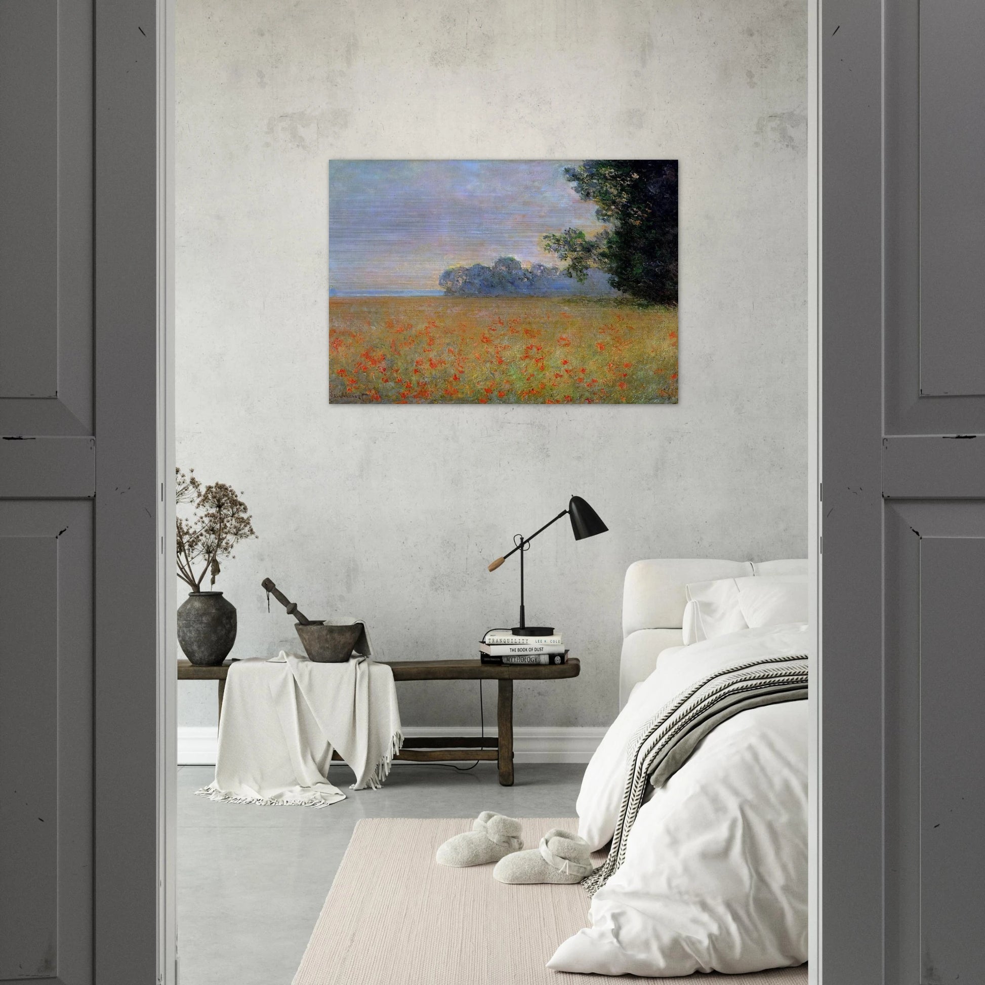 Oat and Poppy Field - claude monet Brushed Aluminum Print - 70x100 cm / 28x40 inches | claude monet Aluminum Print | claude monet Prints