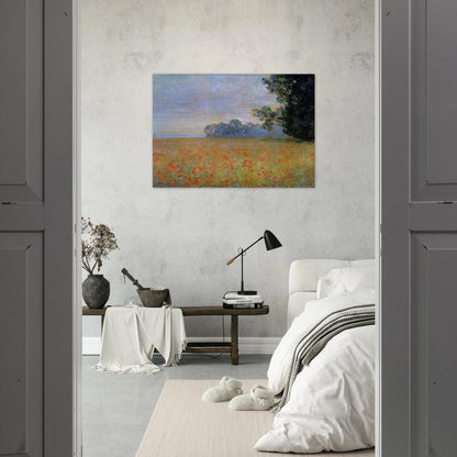 Oat and Poppy Field - claude monet Brushed Aluminum Print - 70x100 cm / 28x40 inches | claude monet Aluminum Print | claude monet Prints