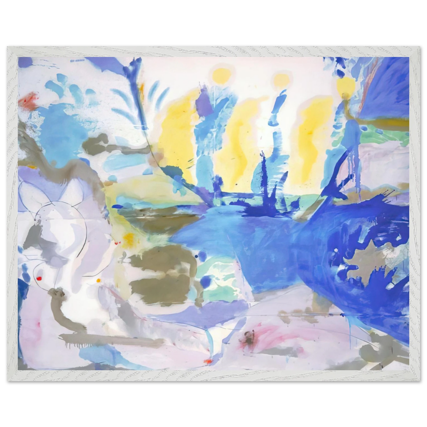 Helen Frankenthaler - Basque Beach - 1958 Wall art - 40x50 cm / 16x20 inches - Premium Wooden Framed Poster With Fine Art Paper-canvas - White frame