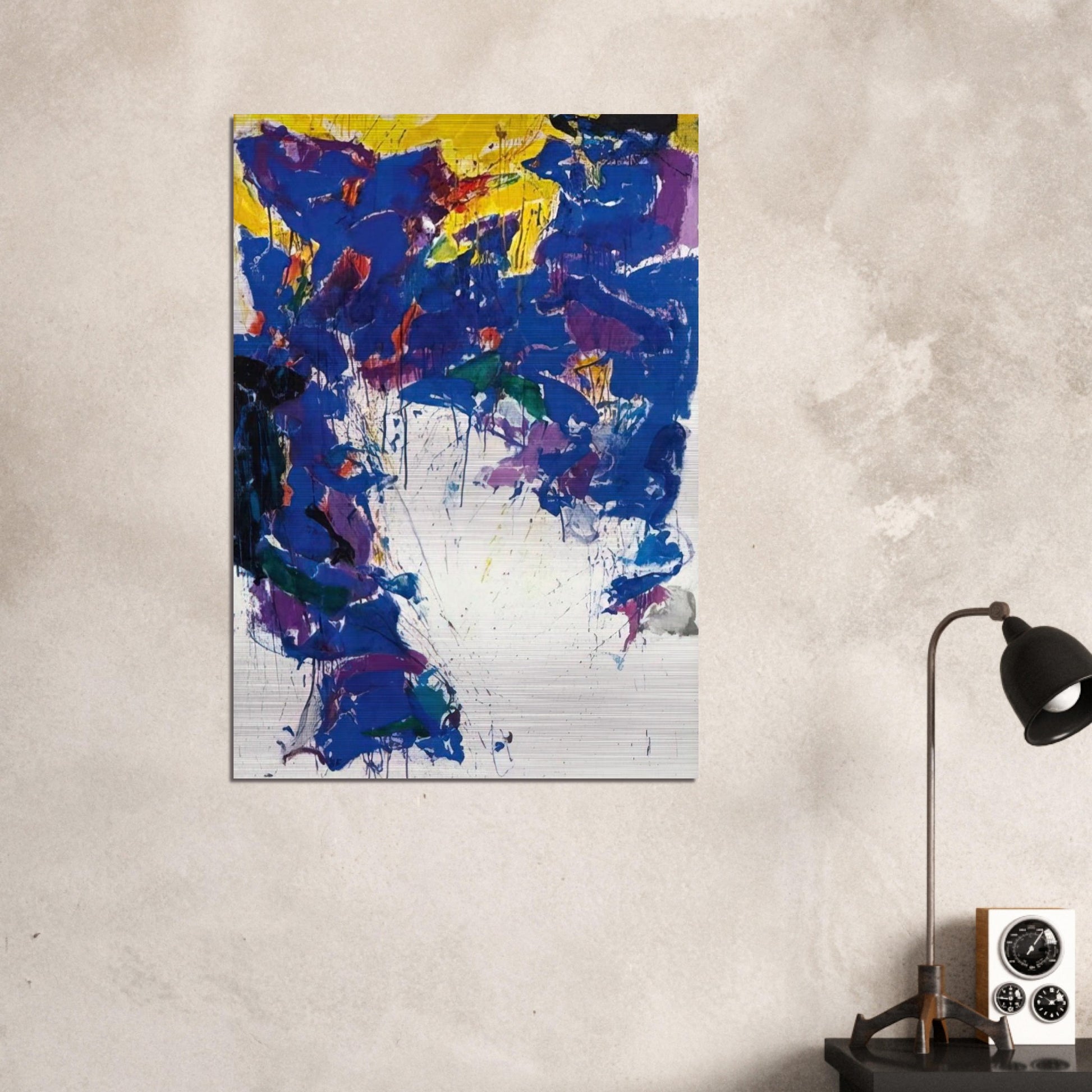Violet Yellow and White - Sam Francis Brushed Aluminum Print - 70x100 cm / 28x40 inches | Sam Francis Aluminum Print | Sam Francis Prints