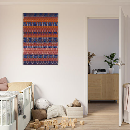 RED AND BLUE LAYERS 1954 - Anni Albers Brushed Aluminum Print - 70x100 cm / 28x40 inches | Anni Albers Aluminum Print | Anni Albers Prints