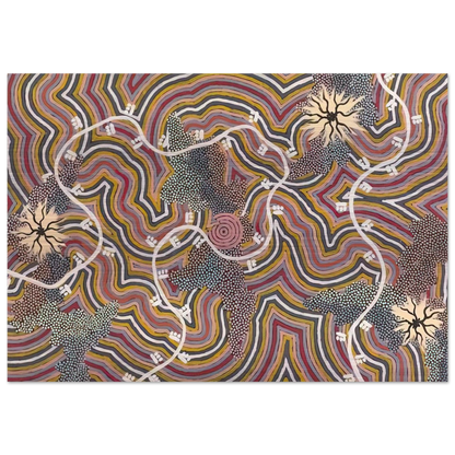 Possum Dreaming - 1996 - Clifford Possum Tjapaltjarri Brushed Aluminum Print - 70x100 cm / 28x40 inches | Clifford Possum Tjapaltjarri Aluminum Print | Clifford Possum Tjapaltjarri Prints