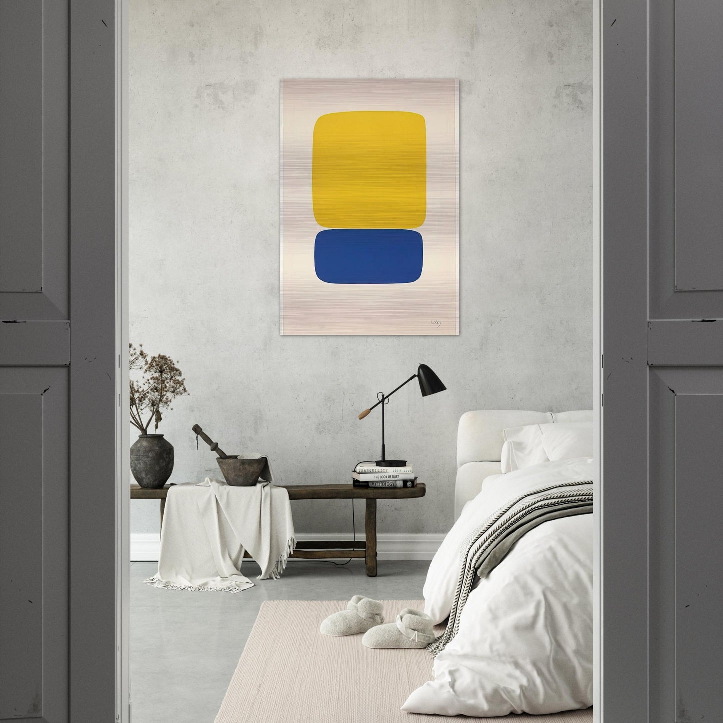 Yellow over Dark Blue - Ellsworth Kelly Brushed Aluminum Print - 70x100 cm / 28x40 inches | Ellsworth Kelly Aluminum Print | Ellsworth Kelly Prints