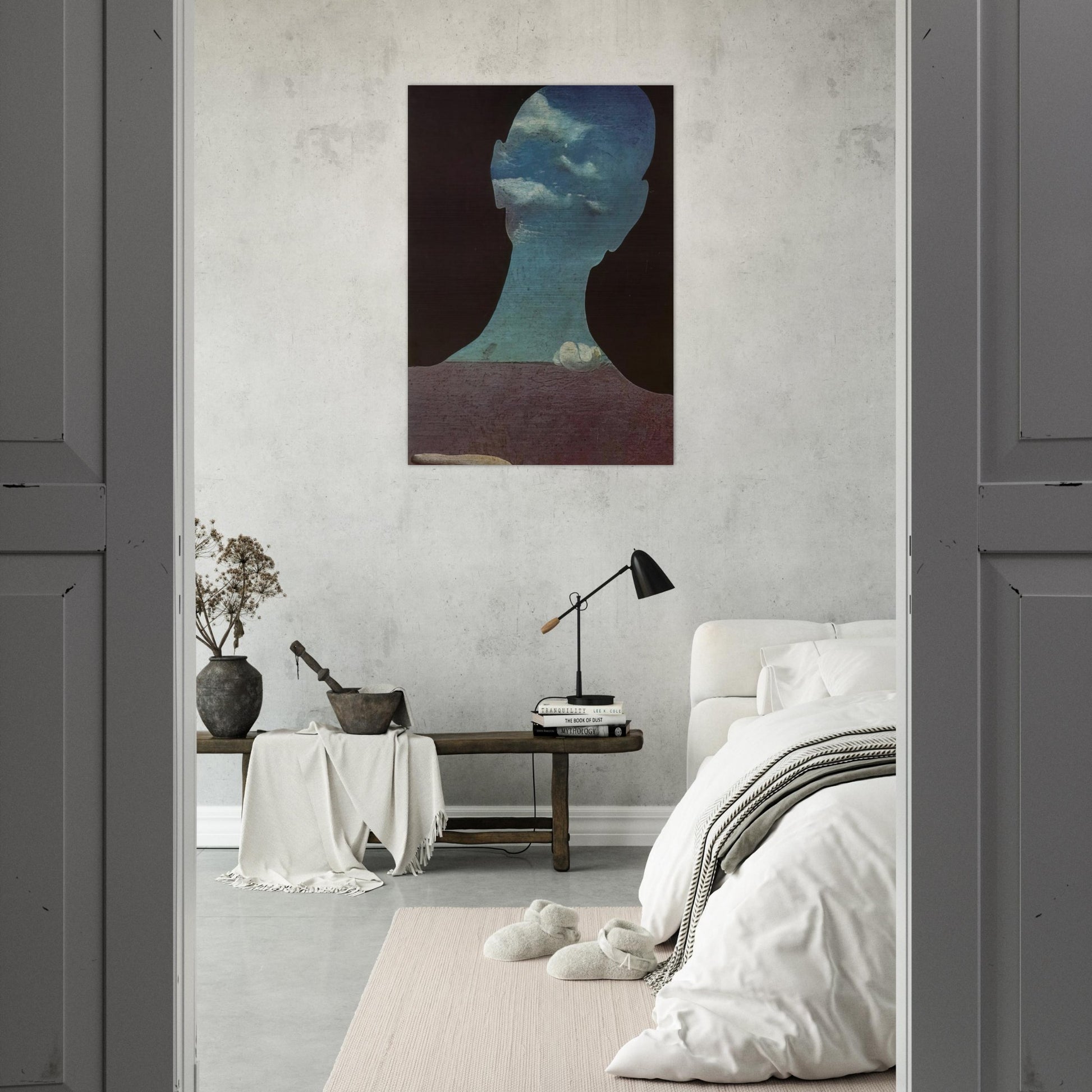 MAN WITH HIS HEAD FULL OF CLOUDS - Salvador Dali Brushed Aluminum Print - 70x100 cm / 28x40 inches | Salvador Dali Aluminum Print | Salvador Dali Prints