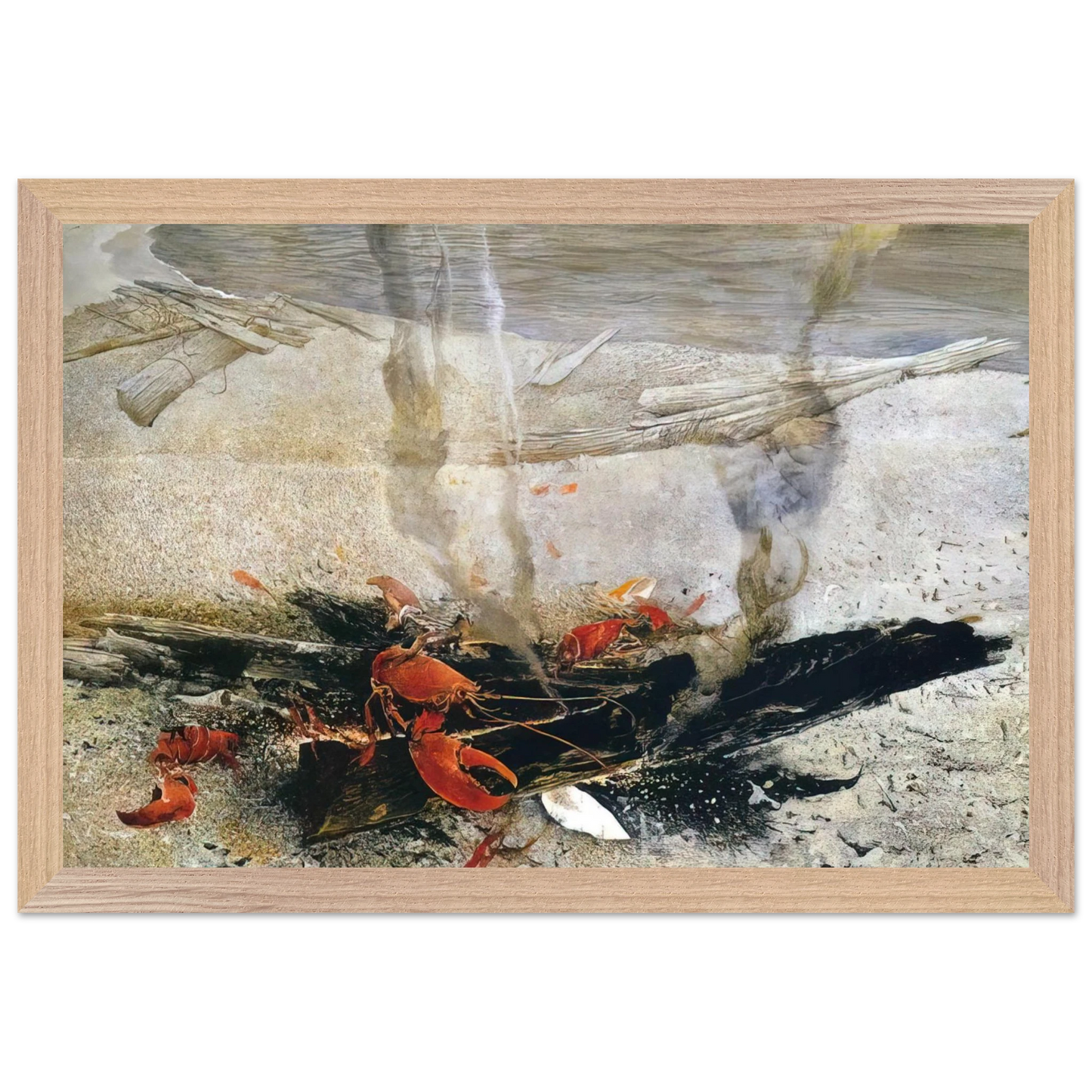 Andrew Wyeth - EMBERS 2000 Wall Art - 60x80 cm / 24x32 inches - Premium Wooden Framed Poster With Fine Art Paper-canvas - White frame