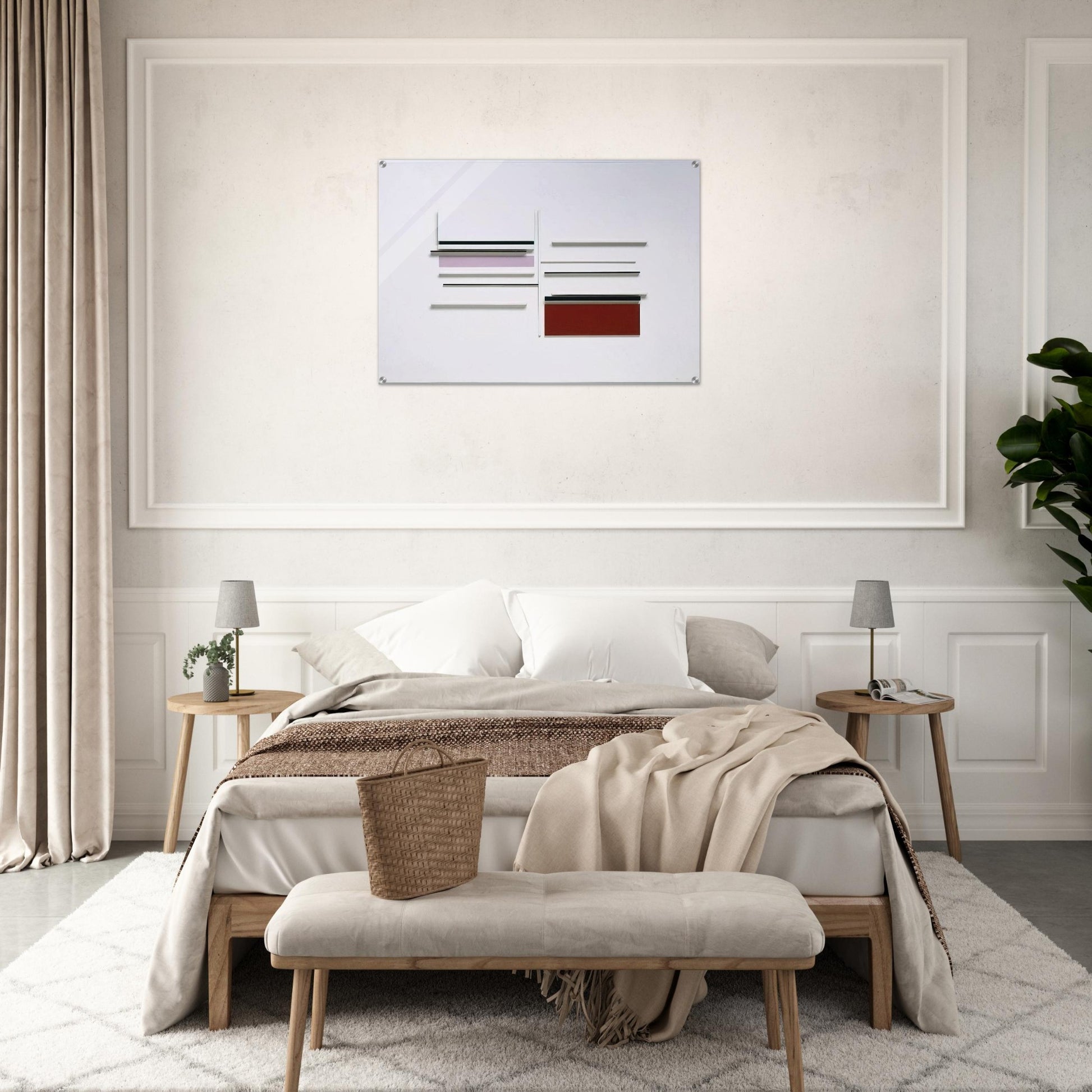 ABSTRACT IN WHITE BLACK INDIAN AND LILAC 1957 - Victor Pasmore Acrylic Print - 70x100 cm / 28x40″ inches