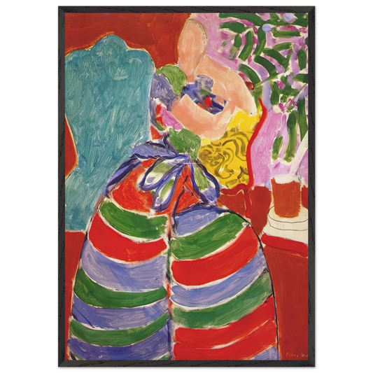 THE STRIPED DRESS 1938 - Henri Matisse 70x100 cm / 28x40 inches Framed Art Print – Black Wooden Frame