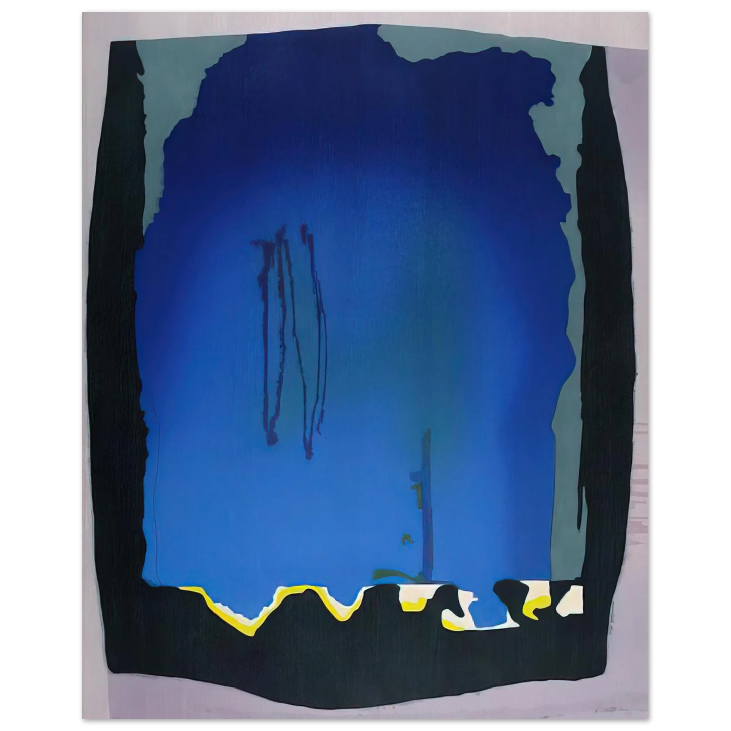Helen Frankenthaler - Freefall - 1992 Wall art - 27x35 cm / 11x14 inches - Premium Wooden Framed Poster With Fine Art Paper-canvas - Black frame
