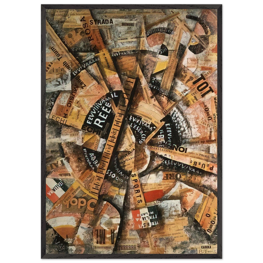 INTERVENTIONIST DEMONSTRATION PATRIOTIC HOLIDAY FREEWORD PAINTING 1914 1914 - Carlo Carra 70x100 cm / 28x40 inches Framed Art Print – Black Wooden Frame