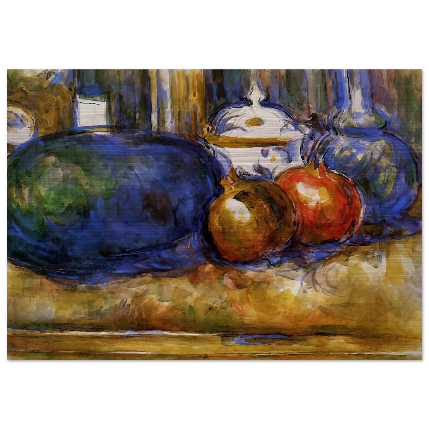 Still Life with Watermelon and Pemegranates - Paul Cézanne Brushed Aluminum Print - 70x100 cm / 28x40 inches | Paul Cézanne Aluminum Print | Paul Cézanne Prints