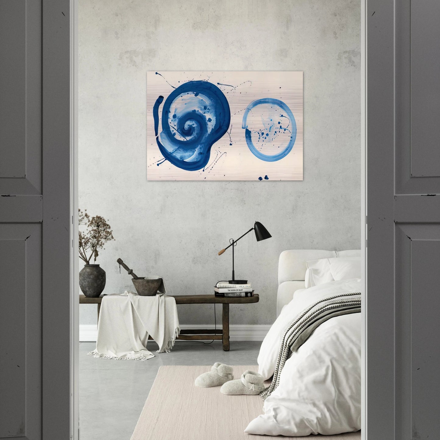 Composition  Blue Balls  - Sam Francis Brushed Aluminum Print - 70x100 cm / 28x40 inches | Sam Francis Aluminum Print | Sam Francis Prints