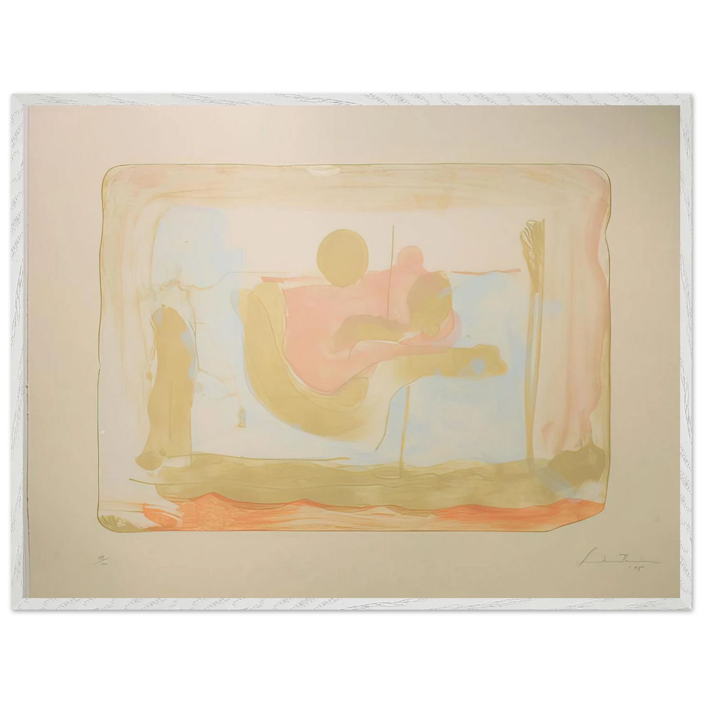 Helen Frankenthaler - Reflections I - 1995 Wall art - 27x35 cm / 11x14 inches - Premium Wooden Framed Poster With Fine Art Paper-canvas - Black frame