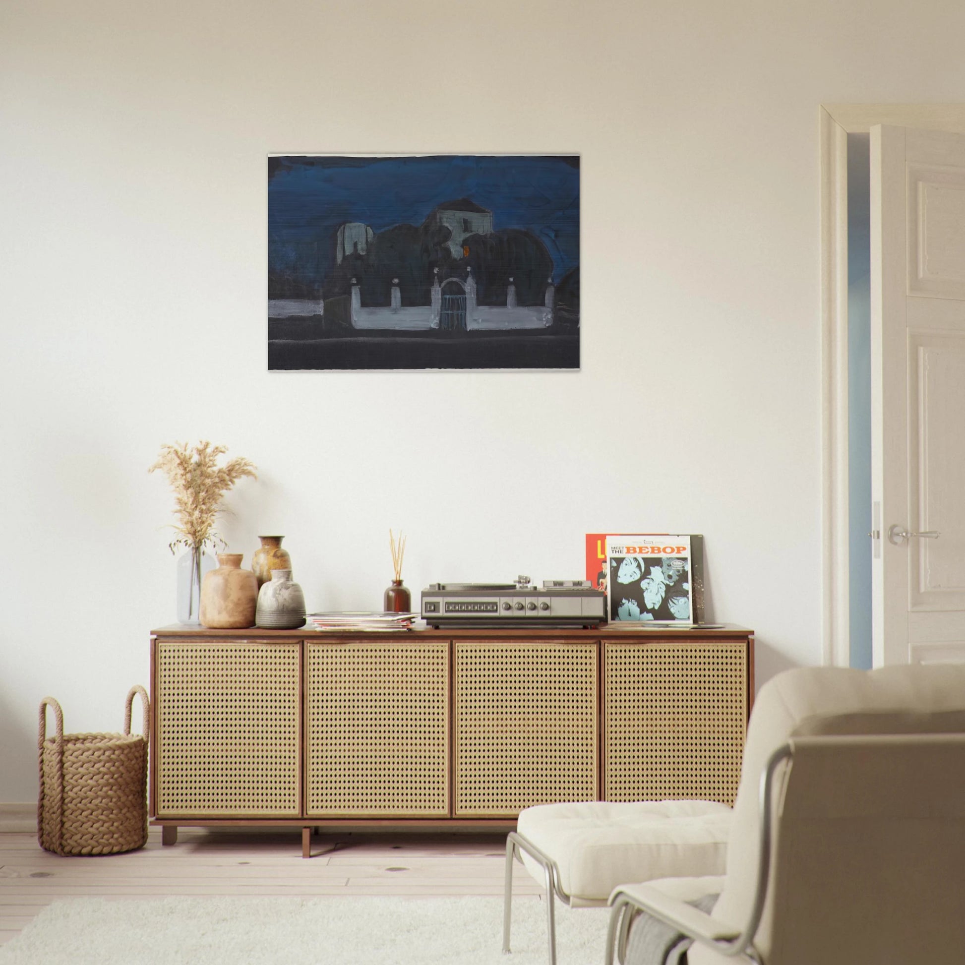 NIGHT GARDEN WITH BUILDINGS - Gabriele Munter Brushed Aluminum Print - 70x100 cm / 28x40 inches | Gabriele Munter Aluminum Print | Gabriele Munter Prints