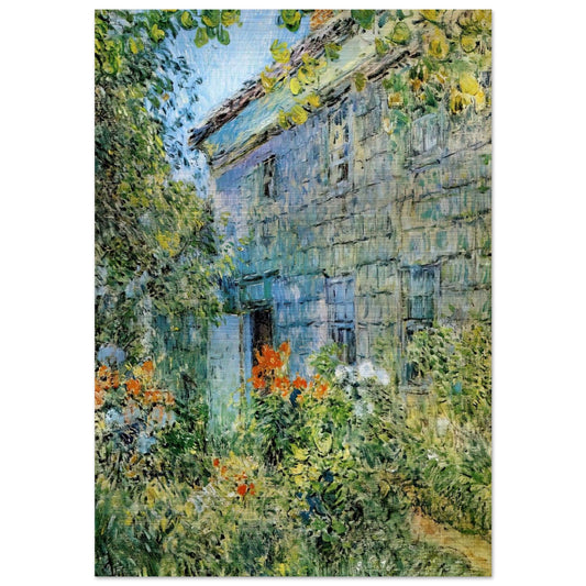 Old House and Garden, East Hampton - Childe Hassam Brushed Aluminum Print - 70x100 cm / 28x40 inches | Childe Hassam Aluminum Print | Childe Hassam Prints