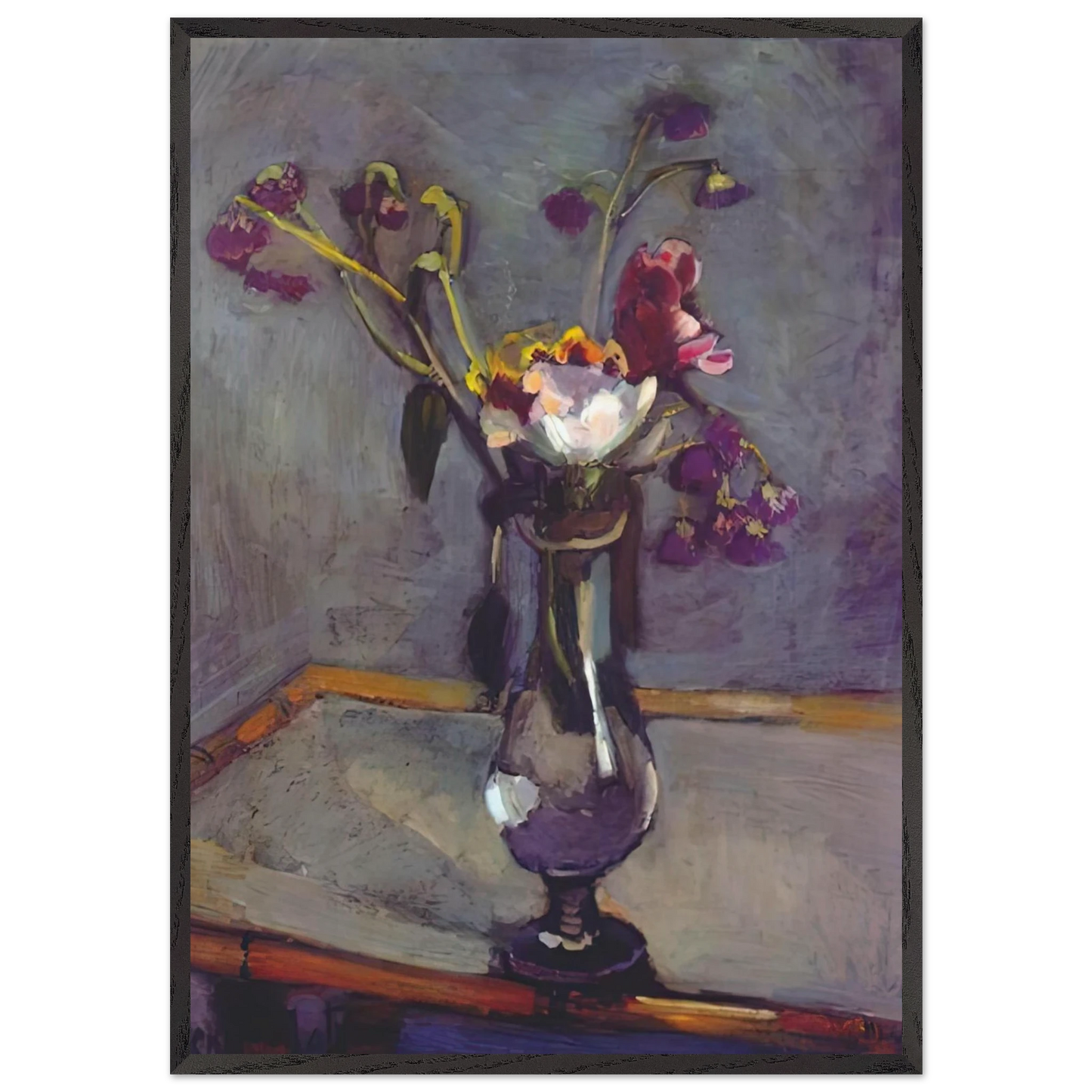 BOUQUET ON A BAMBOO TABLE 1903 - Henri Matisse 70x100 cm / 28x40 inches Framed Art Print – Black Wooden Frame