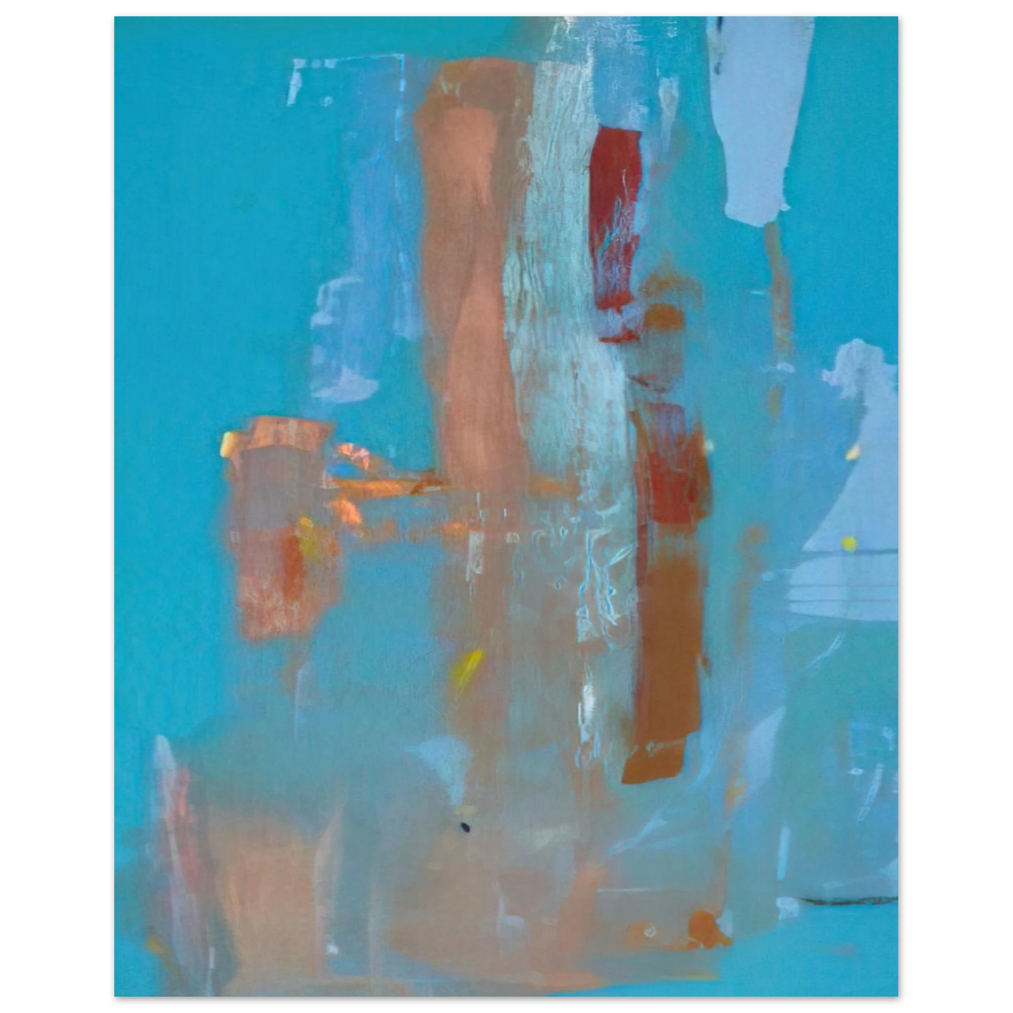 Helen Frankenthaler - In on Blue - 1976 Wall art - 13x18 cm / 5x7 inches - Premium Wooden Framed Poster With Fine Art Paper-canvas - Wood frame