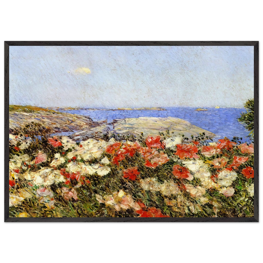 Poppies on the Isles of Shoals - Childe Hassam 70x100 cm / 28x40 inches Framed Art Print – Black Wooden Frame