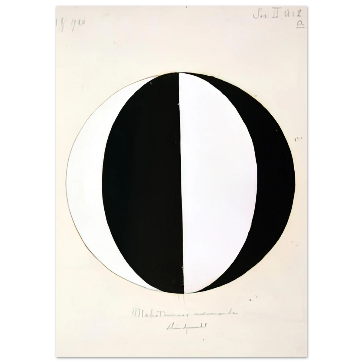 Hilma af Klint - THE MAHATMAS PRESENT STANDING POINT SERIES II NO 2A 1920 Wall art - 13x18 cm / 5x7 inches - Premium Wooden Framed Poster With Fine Art Paper-canvas - Black frame