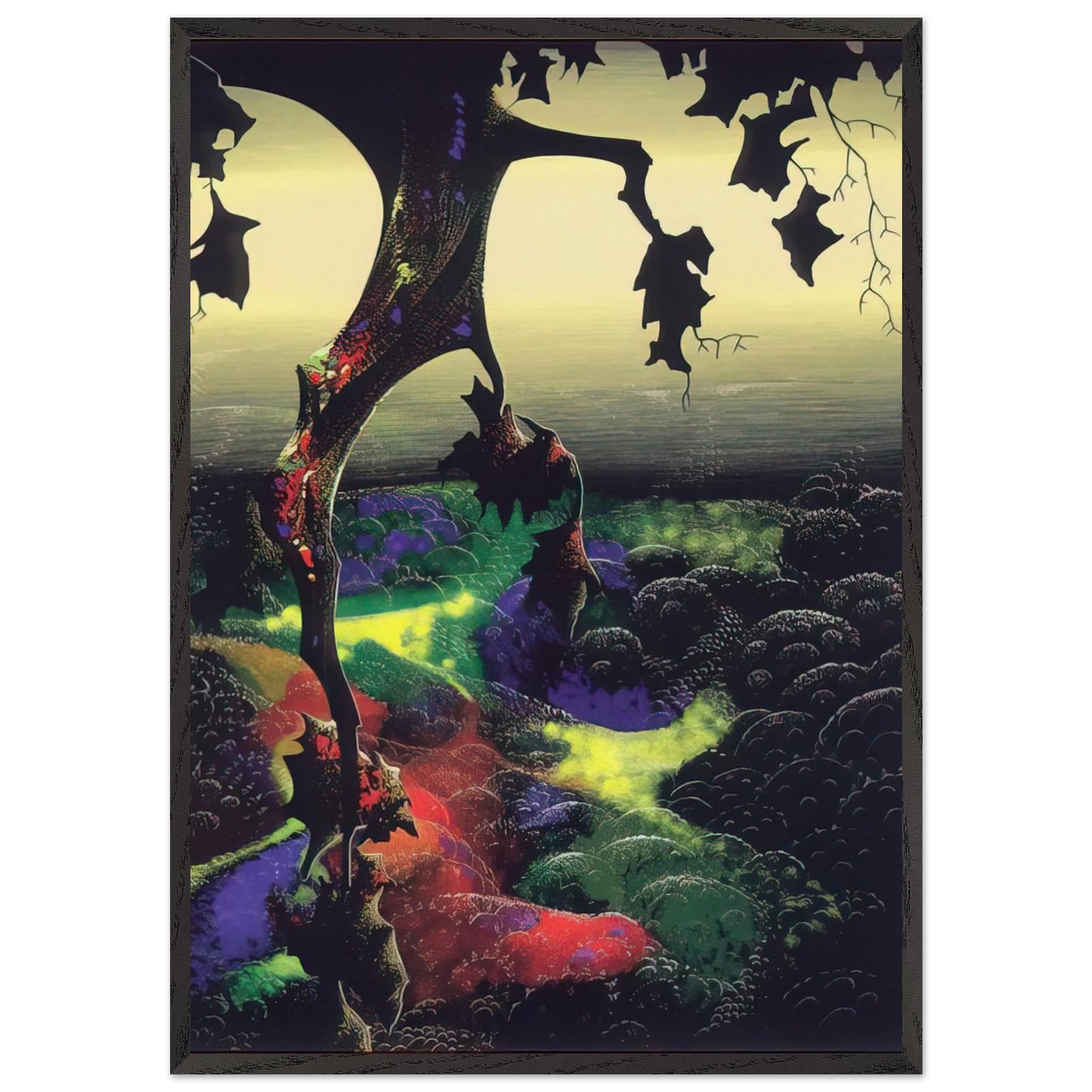 Crimson Red and Gold - Eyvind Earle 70x100 cm / 28x40 inches Framed Art Print – Black Wooden Frame