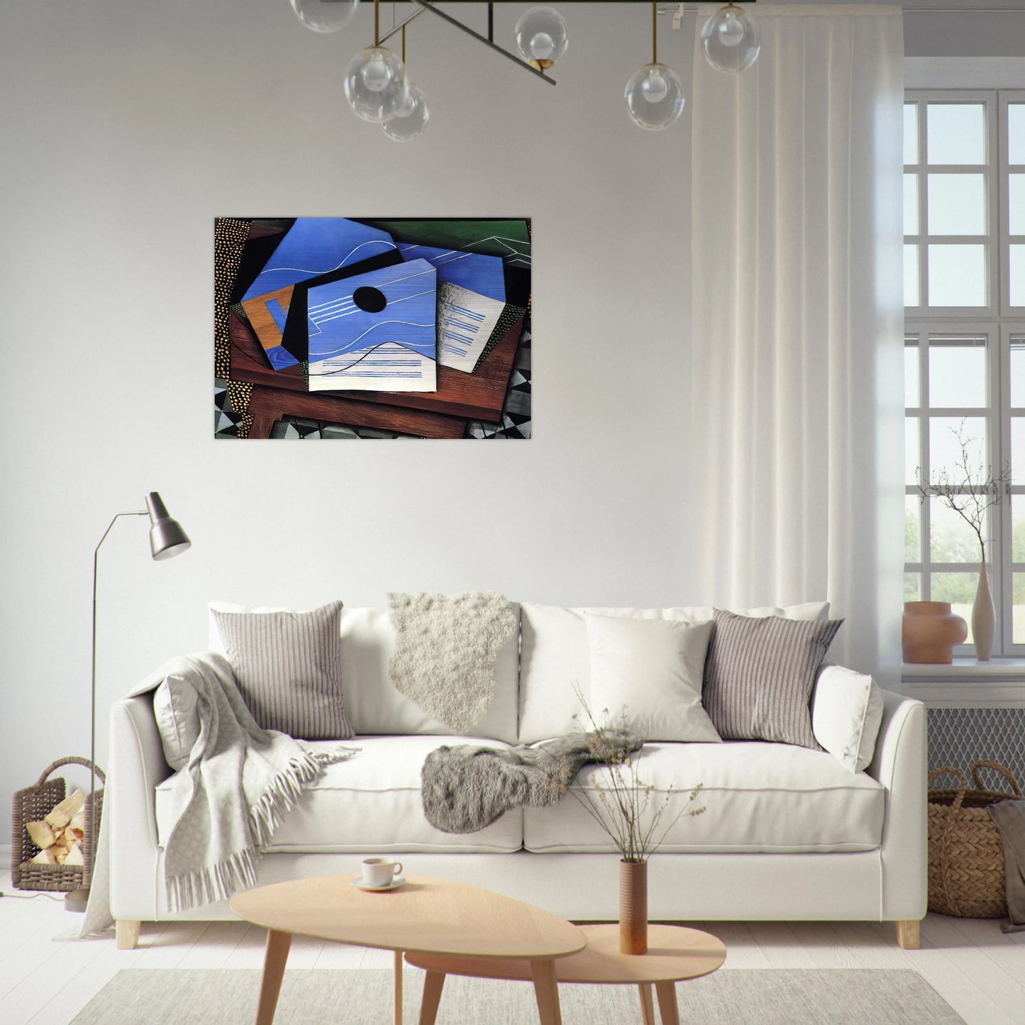 GUITAR ON A TABLE 1915 - Juan Gris Brushed Aluminum Print - 70x100 cm / 28x40 inches | Juan Gris Aluminum Print | Juan Gris Prints