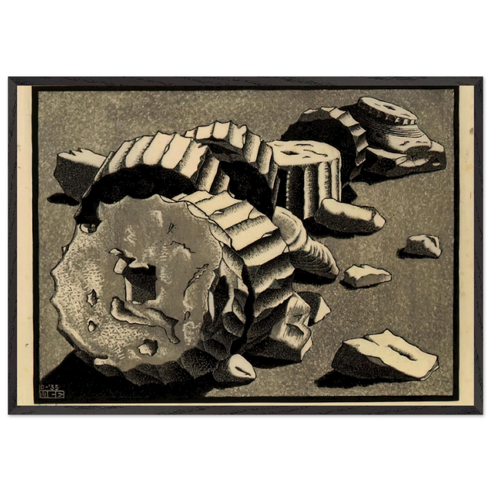 SELINUNTE SICILY OCTOBER 1935 1935 - MC Escher 70x100 cm / 28x40 inches Framed Art Print – Black Wooden Frame | Maurits Cornelis Escher Prints