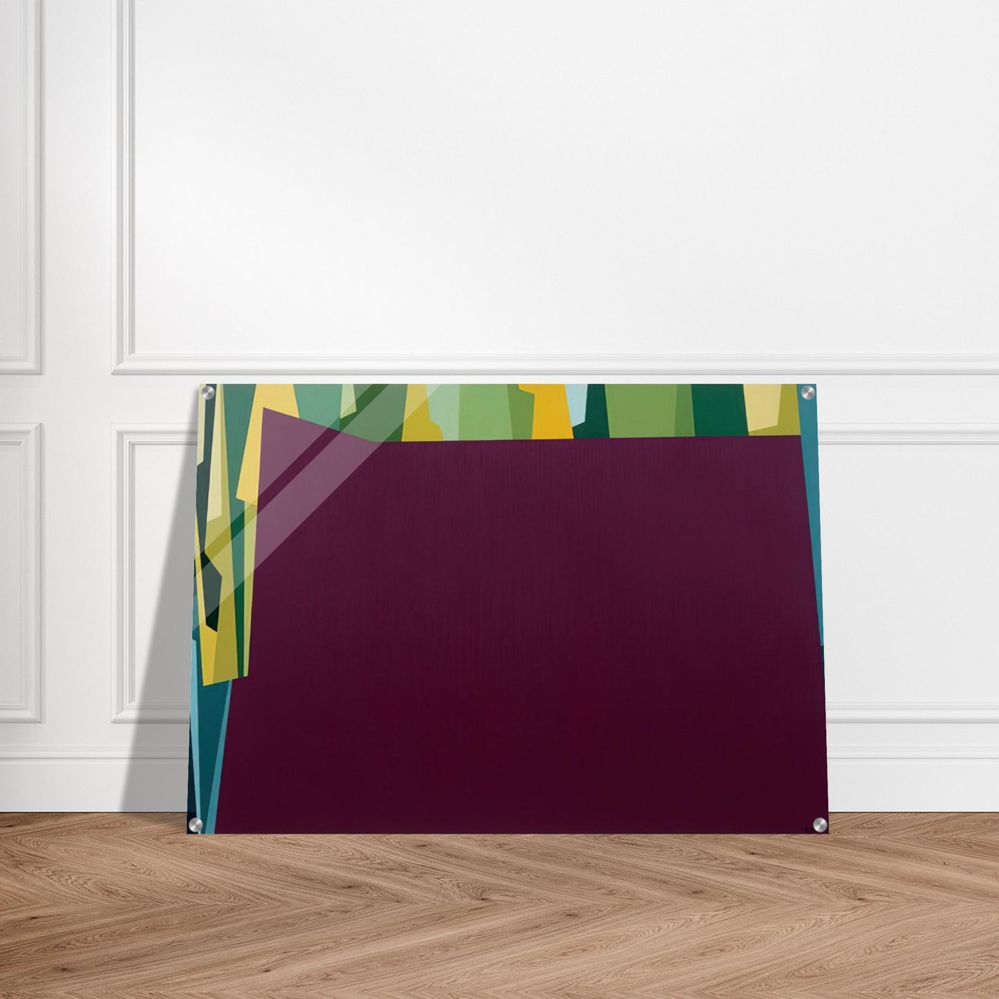 Interlocking Forms Big Magenta With Green - 1959 - Karl Benjamin Acrylic Print - 70x100 cm / 28x40″ inches