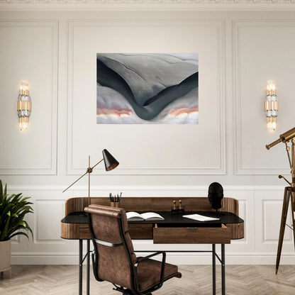 Black Place, Grey and Pink - Georgia O'Keeffe Brushed Aluminum Print - 70x100 cm / 28x40 inches | Georgia O'Keeffe Aluminum Print | Georgia O'Keeffe Prints