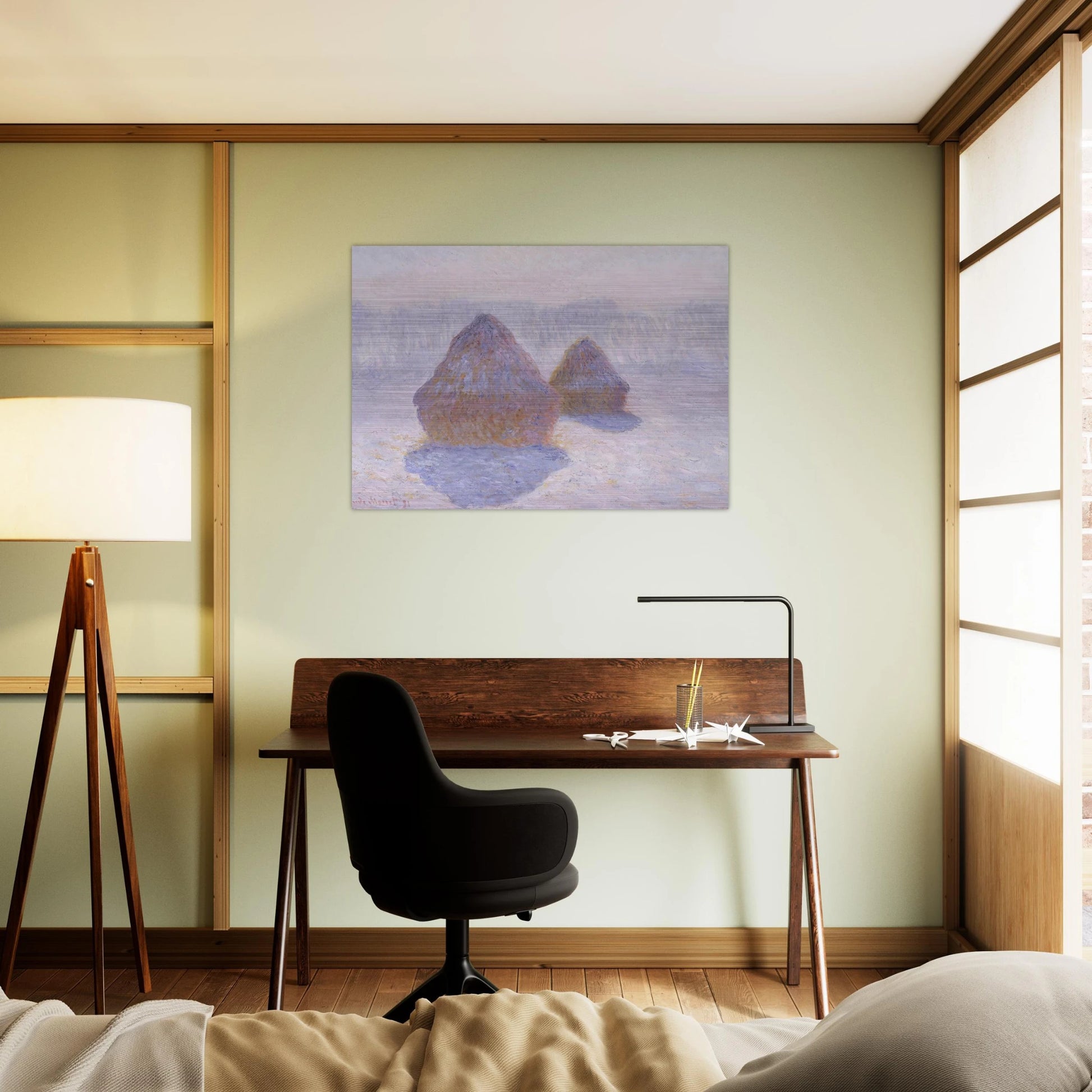 Haystacks Effect of Snow and Sun - claude monet Brushed Aluminum Print - 70x100 cm / 28x40 inches | claude monet Aluminum Print | claude monet Prints