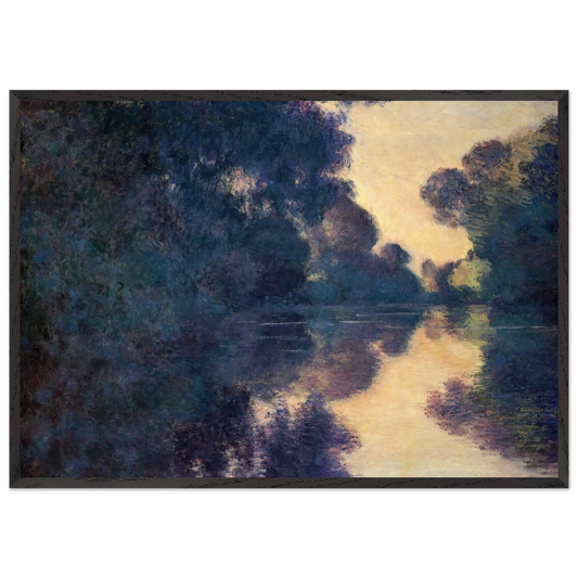 Morning on the Seine Clear Weather - claude monet 70x100 cm / 28x40 inches Framed Art Print – Black Wooden Frame