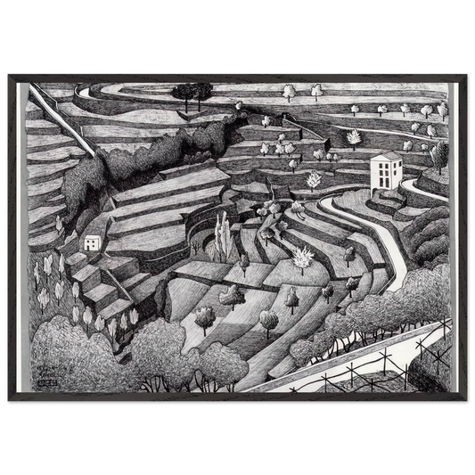 RAVELLO II - MC Escher 70x100 cm / 28x40 inches Framed Art Print – Black Wooden Frame | Maurits Cornelis Escher Prints