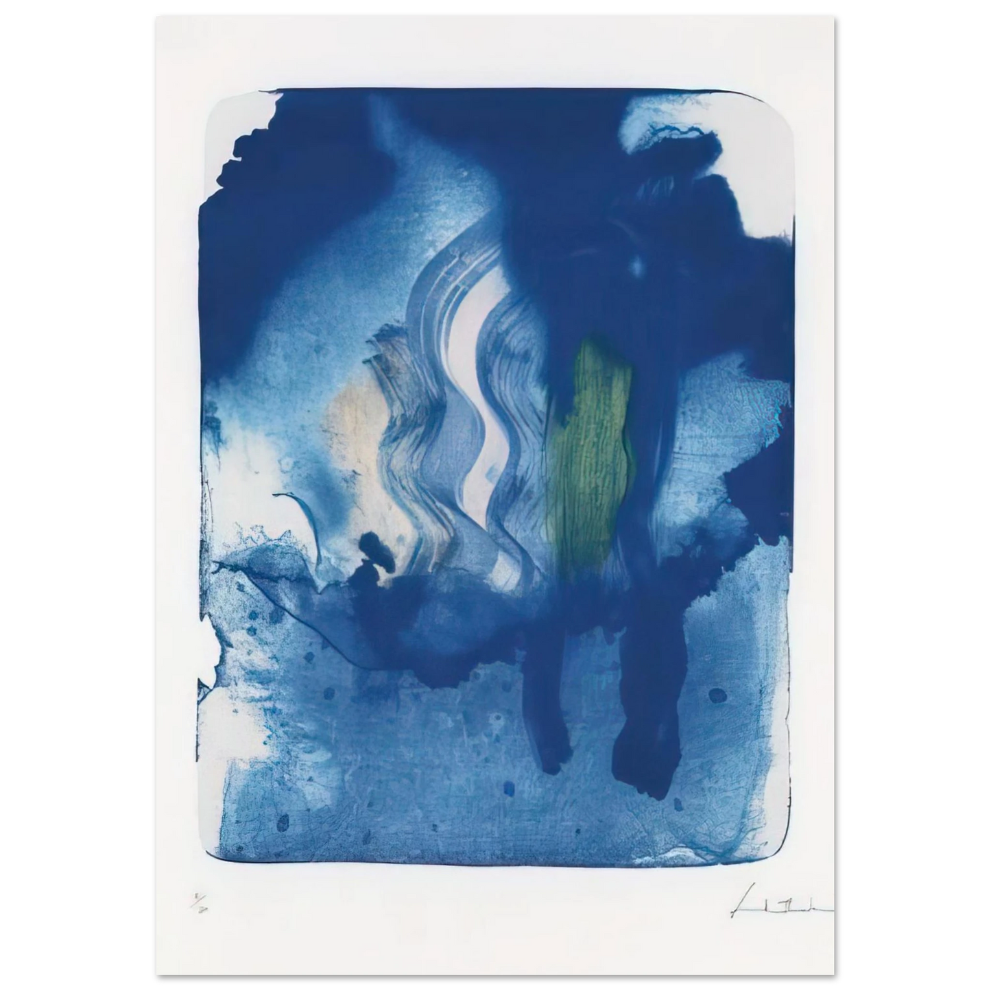 Helen Frankenthaler - Reflections V - 1995 Wall art - 50x70 cm / 20x28 inches - Premium Wooden Framed Poster With Fine Art Paper-canvas - Black frame
