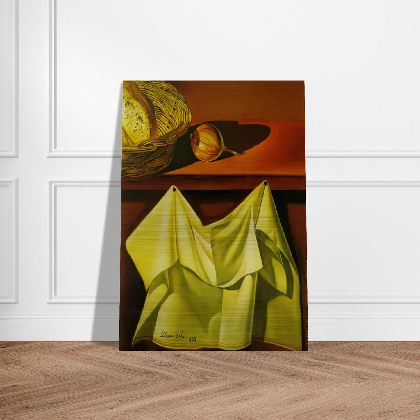 UNTITLED STILL LIFE WITH WHITE CLOTH - Salvador Dali Brushed Aluminum Print - 70x100 cm / 28x40 inches | Salvador Dali Aluminum Print | Salvador Dali Prints