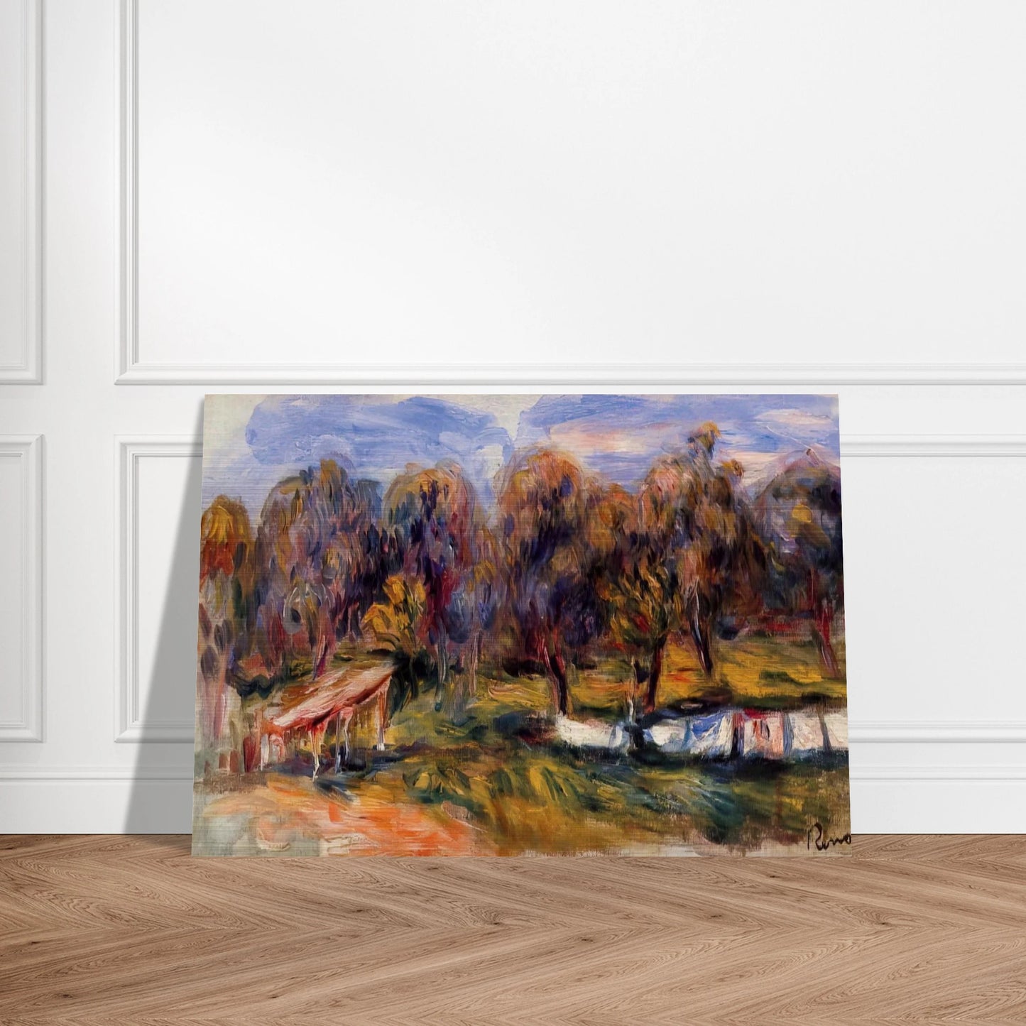 Landscape with Orchard - Pierre-Auguste Renoir Brushed Aluminum Print - 70x100 cm / 28x40 inches | Pierre-Auguste Renoir Aluminum Print | Pierre-Auguste Renoir Prints