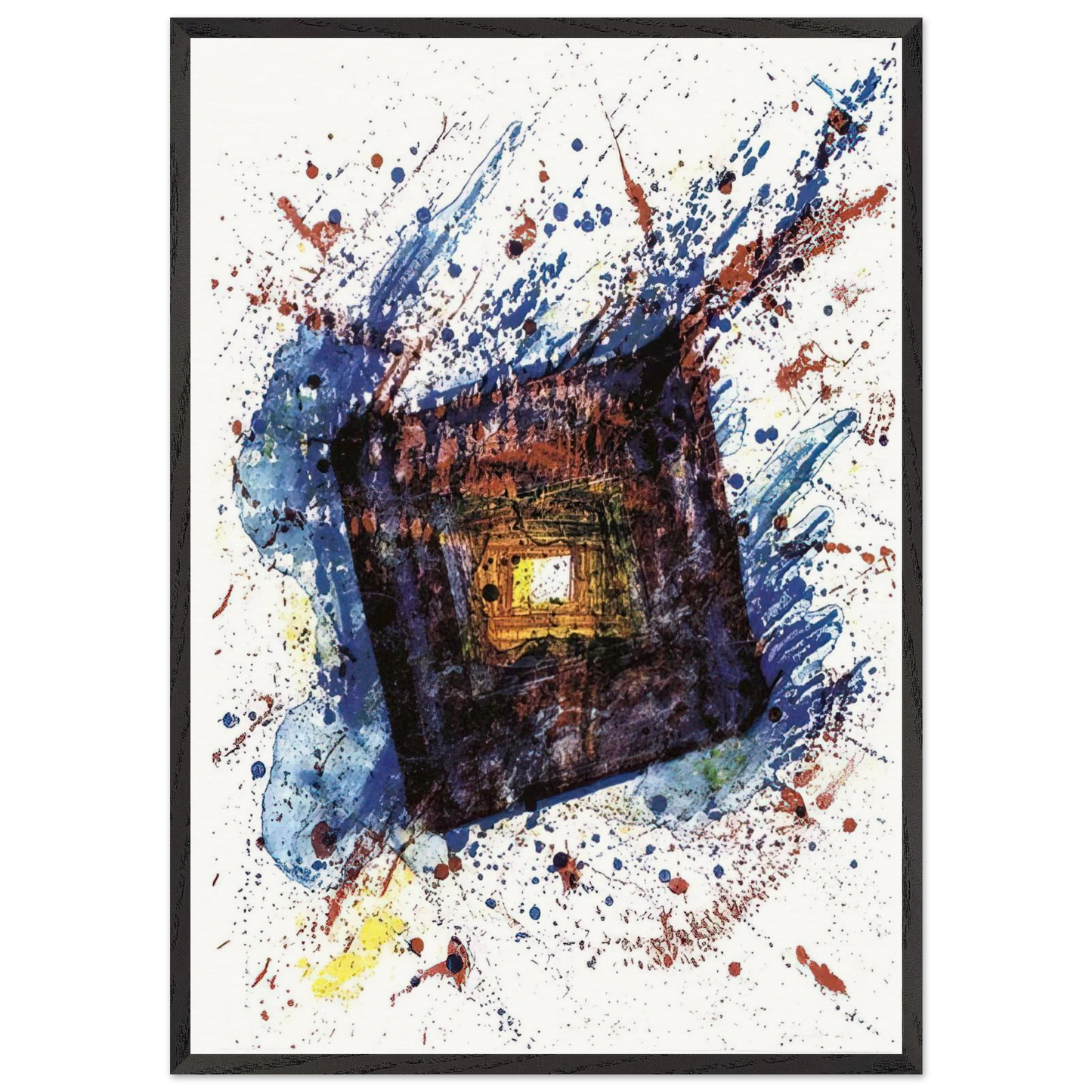 Falling Star  L L249  - Sam Francis 70x100 cm / 28x40 inches Framed Art Print – Black Wooden Frame