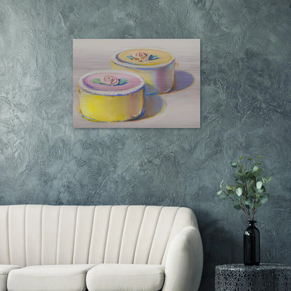 Rosebud Cakes - 1995 - Wayne Thiebaud Brushed Aluminum Print - 70x100 cm / 28x40 inches | Wayne Thiebaud Aluminum Print | Wayne Thiebaud Prints