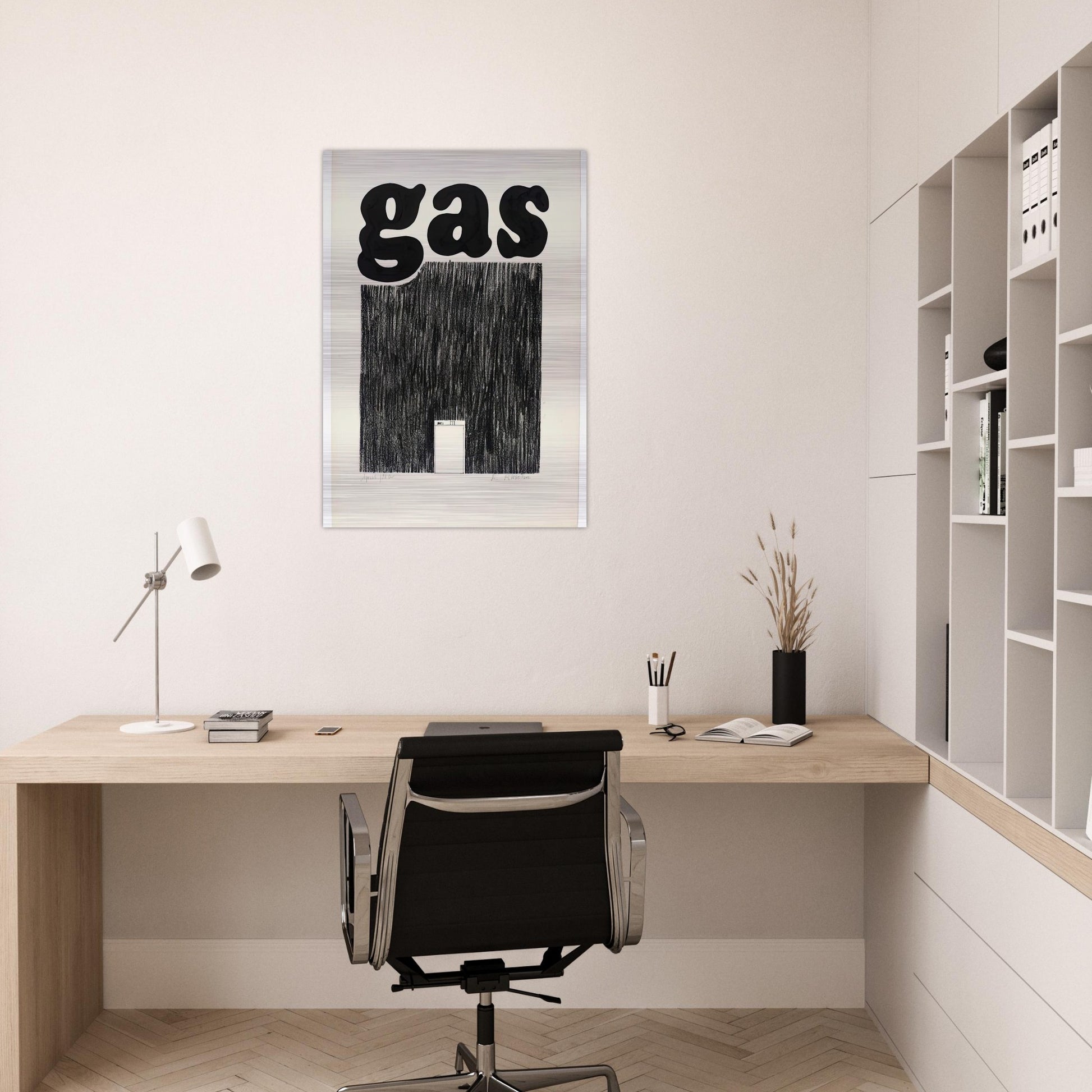 GAS 1962 - Edward Ruscha Brushed Aluminum Print - 70x100 cm / 28x40 inches | Edward Ruscha Aluminum Print | Edward Ruscha Prints