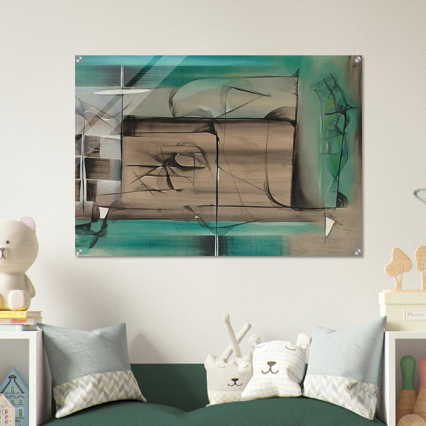 Abstraction in Green and Black - 1946 - Jimmy Ernst Acrylic Print - 70x100 cm / 28x40″ inches | Jimmy Ernst Wall Art | Jimmy Ernst Prints