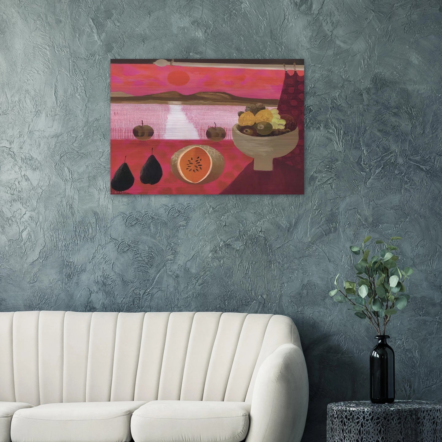 Still life with fruit - 1997 - Mary Fedden Brushed Aluminum Print - 70x100 cm / 28x40 inches | Mary Fedden Aluminum Print | Mary Fedden Prints