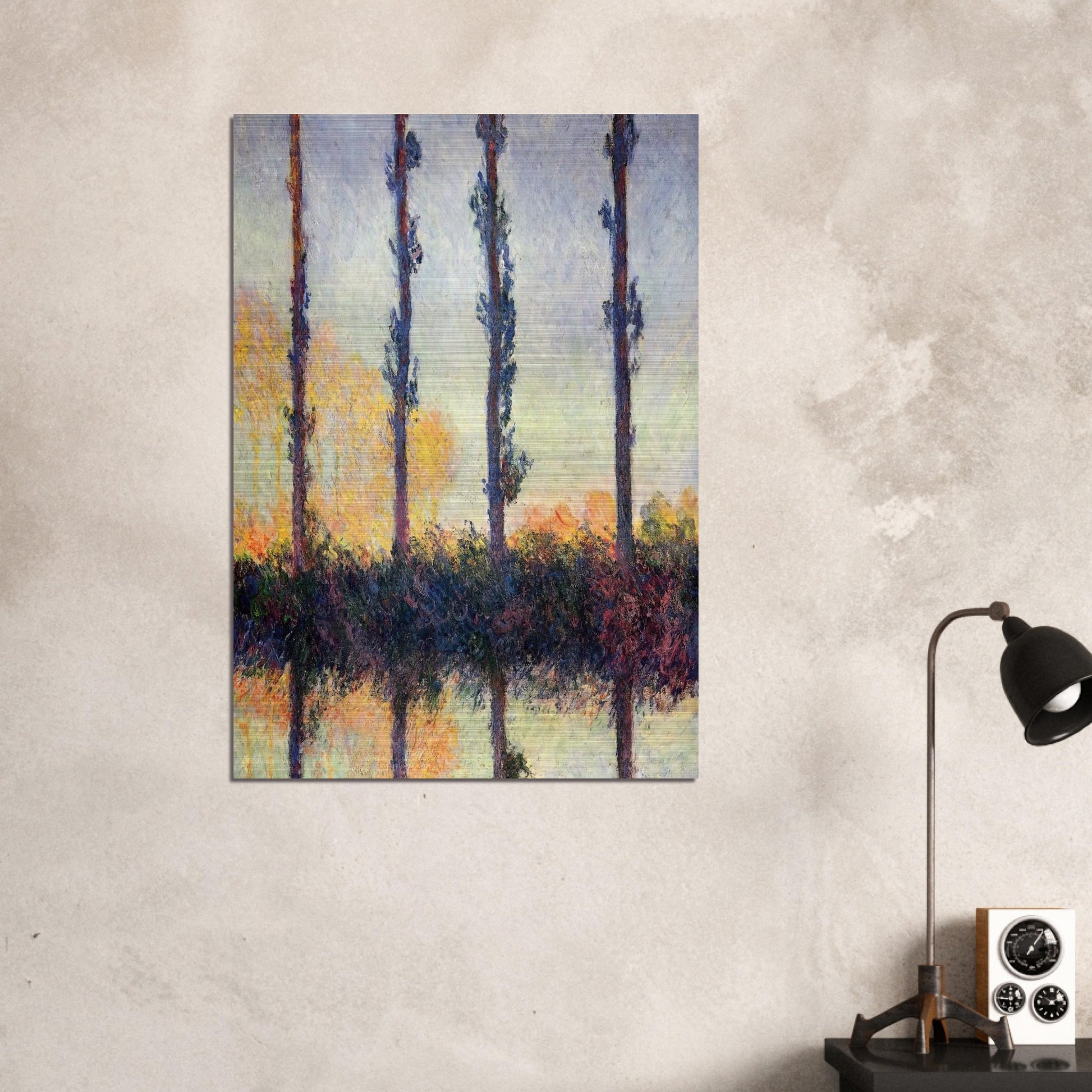 Poplars Four Trees - claude monet Brushed Aluminum Print - 70x100 cm / 28x40 inches | claude monet Aluminum Print | claude monet Prints