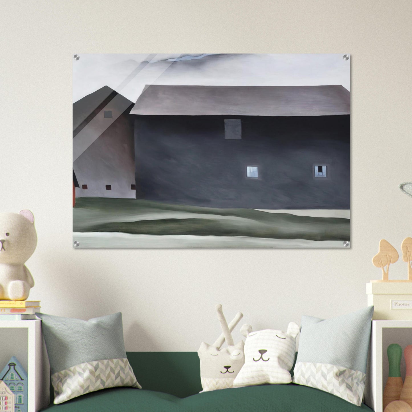 Lake George Barns - Georgia O'Keeffe Acrylic Print - 70x100 cm / 28x40″ inches