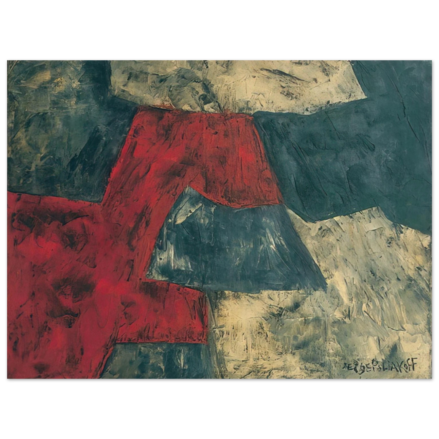 Serge Poliakoff - Composition - 1958  75x100 cm / 30x40inches Fine Art Poster