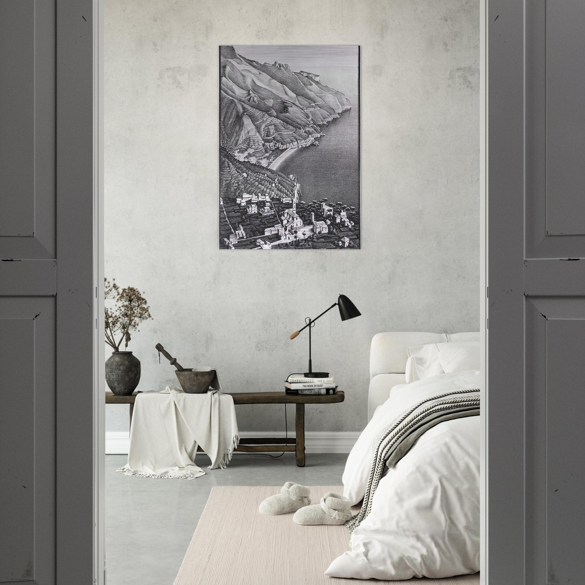 RAVELLO AND THE COAST OF AMALFI - MC Escher Brushed Aluminum Print - 70x100 cm / 28x40 inches | MC Escher Aluminum Print | MC Escher Prints