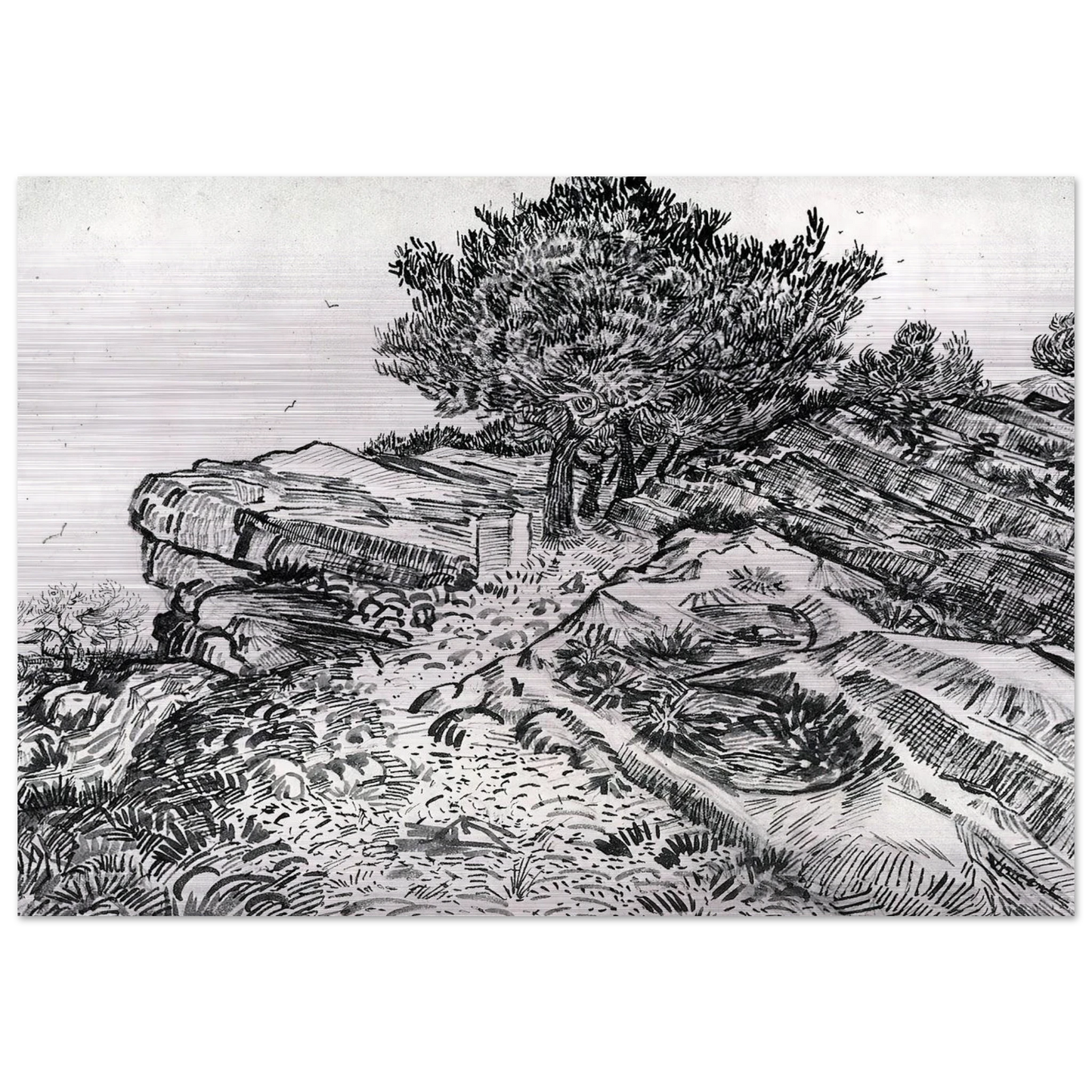 Montmajour - Vincent van Gogh Brushed Aluminum Print - 70x100 cm / 28x40 inches | Vincent van Gogh Aluminum Print | Vincent van Gogh Prints