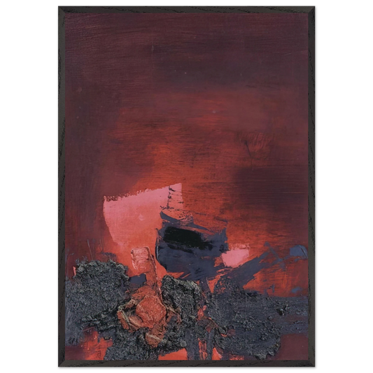 SIN T TULO ABSTRACCI N EN ROSO Y NEGRO - Luis Feito 70x100 cm / 28x40 inches Framed Art Print – Black Wooden Frame