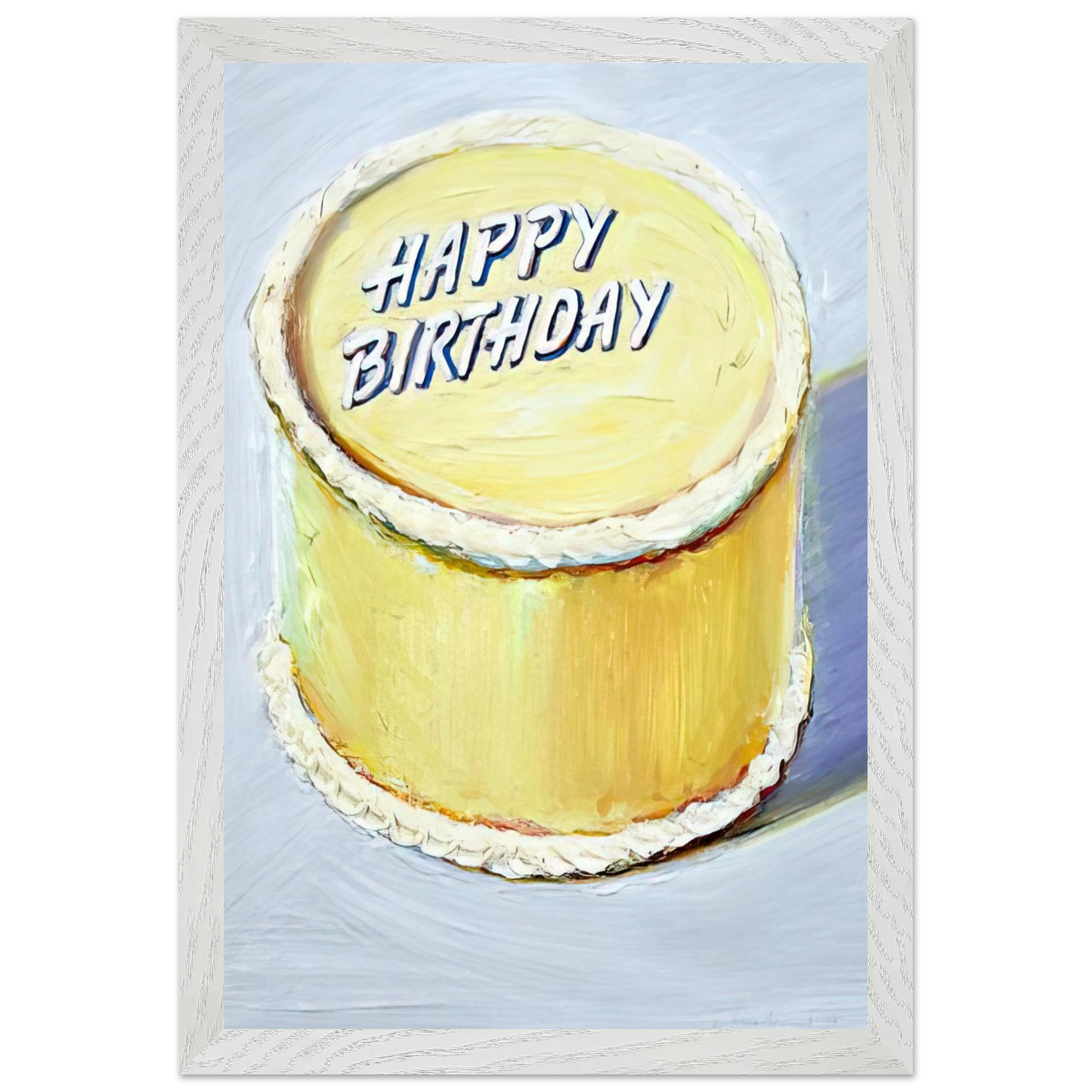 Wayne Thiebaud - Happy Birthday Cake - 1975 Wall Art - 30x40 cm / 12x16 inches - Premium Wooden Framed Poster With Fine Art Paper - White frame