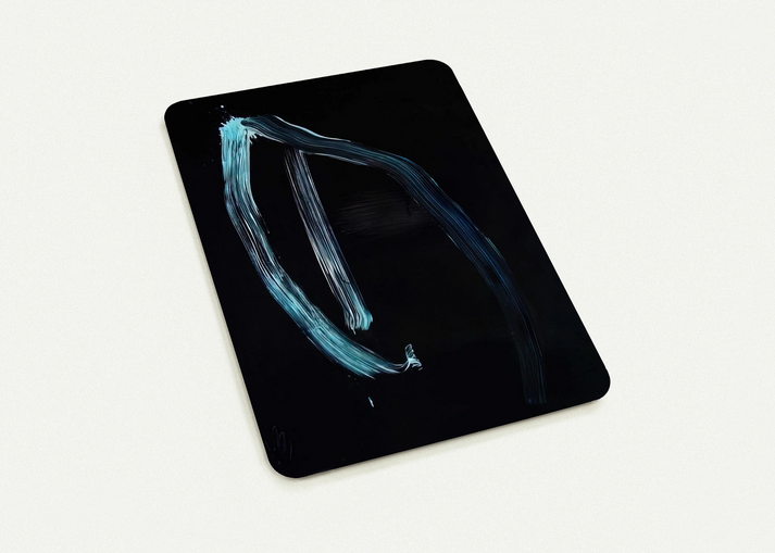 Blue Calligraphic Lines on Dark Blue - 1963 By Jiro Yoshihara Pack of 10 Post Cards | Jiro Yoshihara Post Cards | A6 (10.5 x 14.8 cm) - 4.1 x 5.8 inches