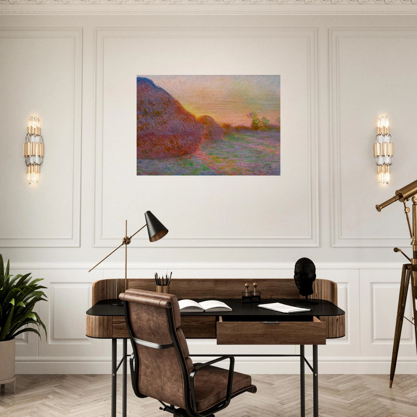 Haystacks - claude monet Brushed Aluminum Print - 70x100 cm / 28x40 inches | claude monet Aluminum Print | claude monet Prints