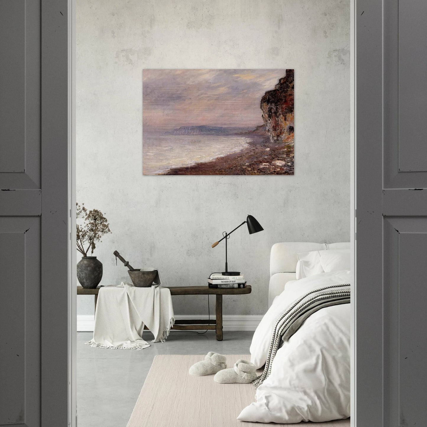 Cliffs at Pourville in the Fog - claude monet Brushed Aluminum Print - 70x100 cm / 28x40 inches | claude monet Aluminum Print | claude monet Prints